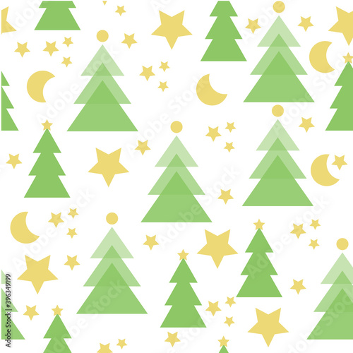 Christmas trees Seamless pattern. Winter happy New Year wrapping paper background. fir tree vintage holiday decor, vector illustration isolated on white. cute ornament. Minimal geometric design