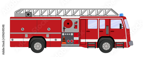 Stampa su tela A firefighter car. Firetruck on a white background.