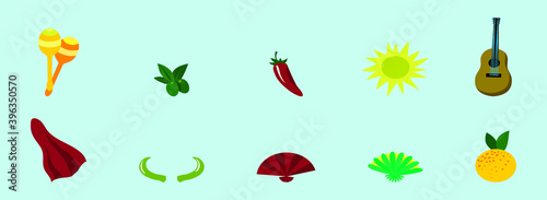 set of spain cartoon icon design template with various models. vector illustration isolated on blue background