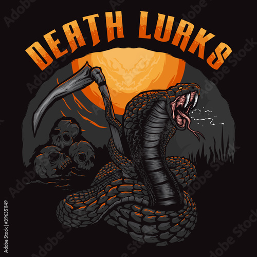 The king cobra snake deadly the killer illustration