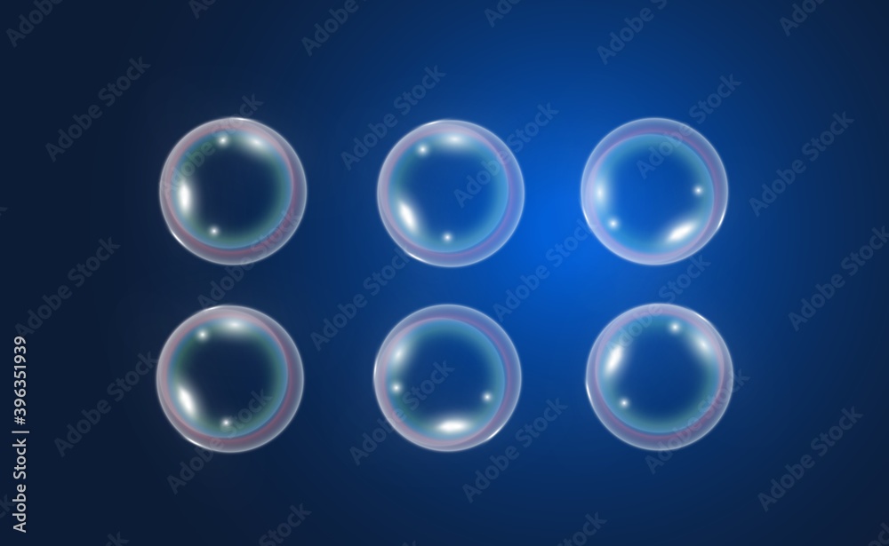 Air soap bubbles on a transparent background .Vector illustration of bulbs.
Air soap bubbles on a transparent background .Vector illustration of bulbs.