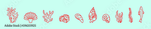set of sea creatures cartoon icon design template with various models. vector illustration isolated on blue background