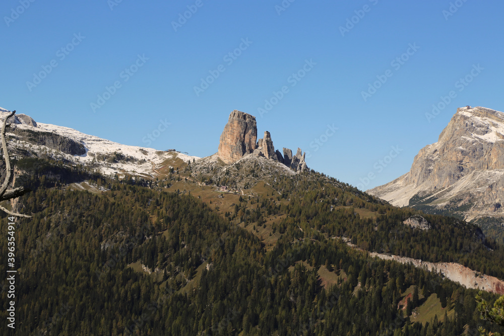 View of the 5 towers on the Dolomites near Cortina, Italy