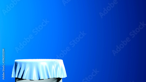 3D Rendering of Premium pedestal with blue covers mockup on blue background  platform for product presentation.