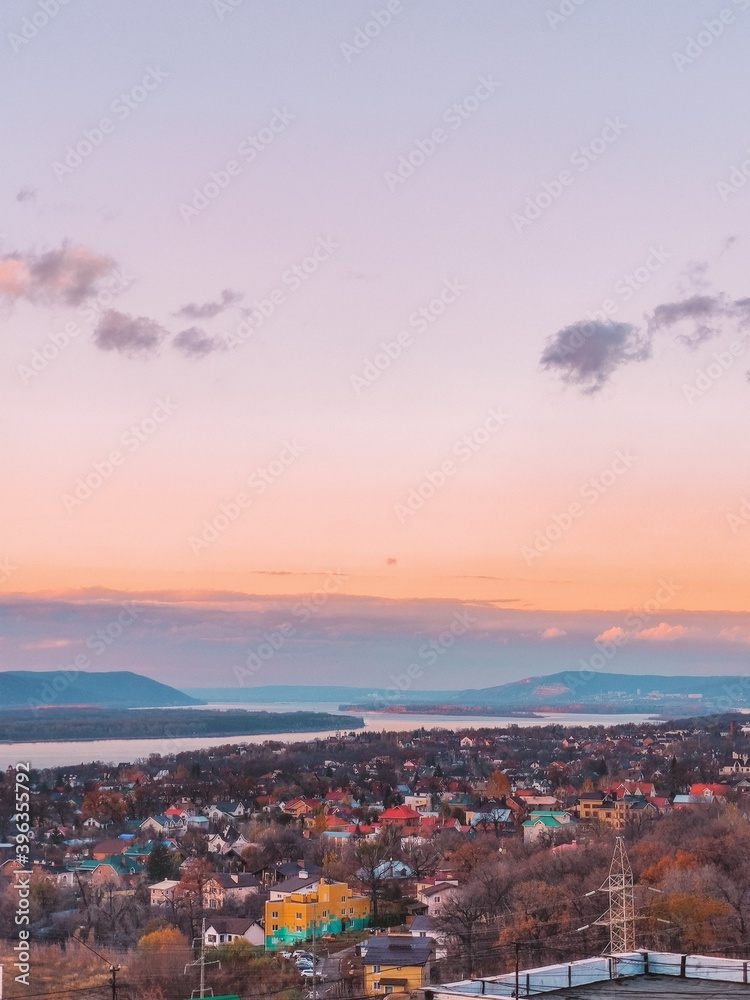 Fototapeta premium sunset over the city