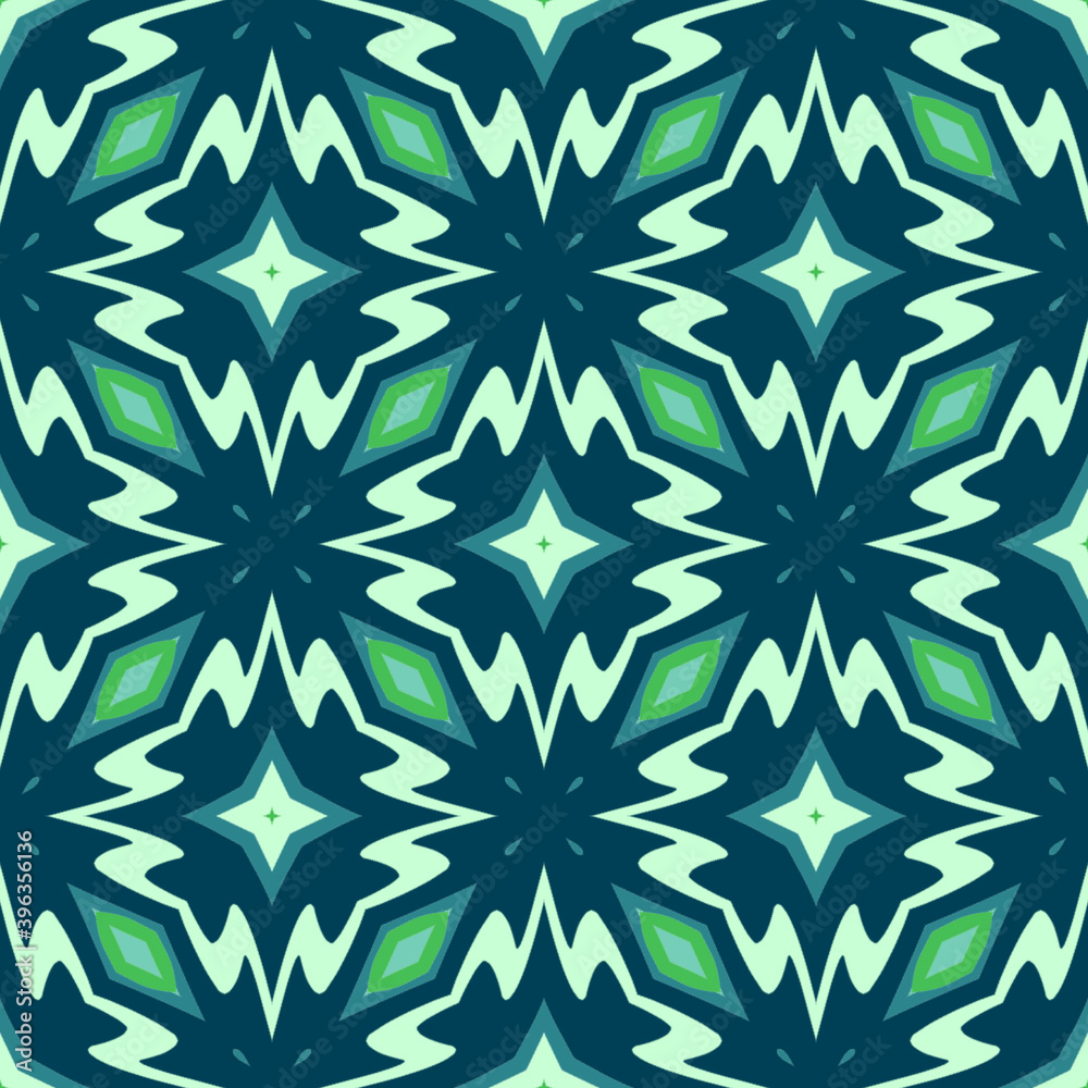 Abstract seamless mosaic with kaleidoscopes. Psychedelic seamless patterns. seamless pattern green Abstract seamless mosaic with kaleidoscopes. Psychedelic seamless patterns. seamless pattern green
