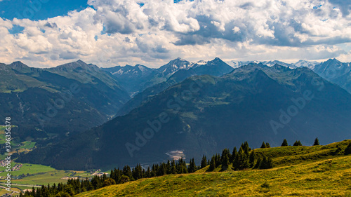 Beautiful alpine view at the famous Panoramabahn Kitzbueheler Alpen, Salzburg, Austria photo