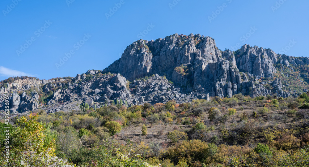 Demerdzhi mountain in Alushta, Republic of Crimea, Russia. Clear Sunny day on October 3, 2020 Demerdzhi mountain in Alushta, Republic of Crimea, Russia. Clear Sunny day on October 3, 2020