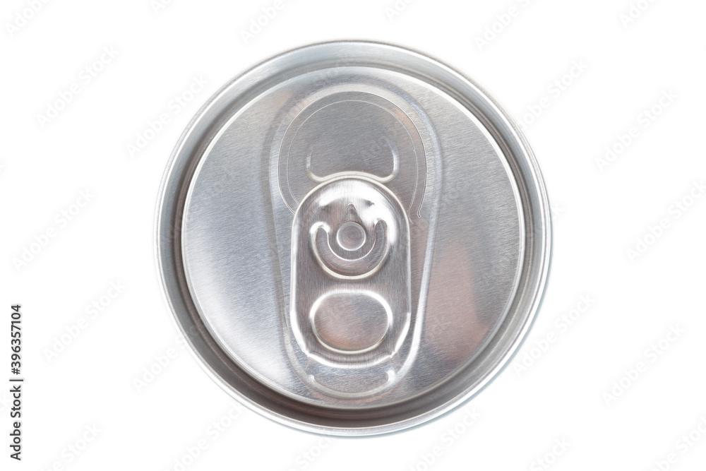 Silver metal soft drink can top view, object isolated on white, cut out. 250 ml tin can round top part closeup, energy drink or soda can container view from above, studio shot macro, white background Silver metal soft drink can top view, object isolated on white, cut out. 250 ml tin can round top part closeup, energy drink or soda can container view from above, studio shot macro, white background