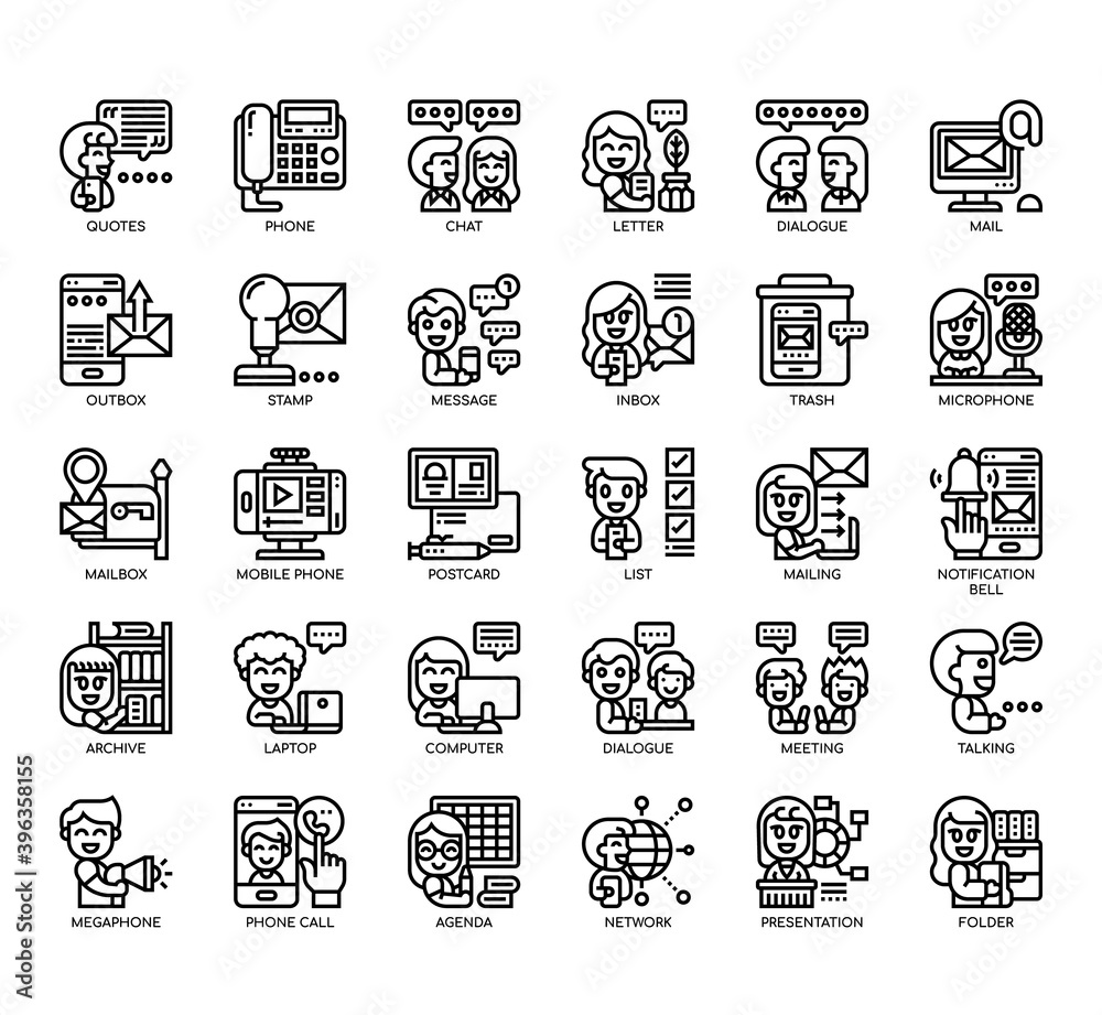 Set of Dialogue Assets thin line and pixel perfect icons for any web and app project.
