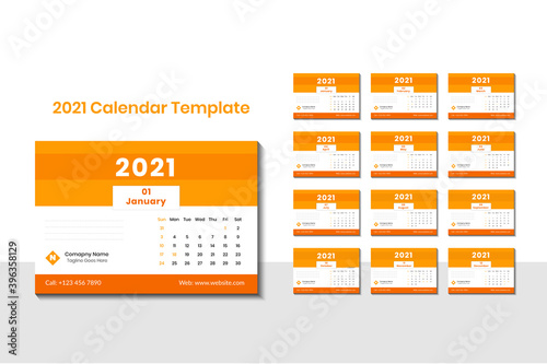 Desk Calendar Template 2021