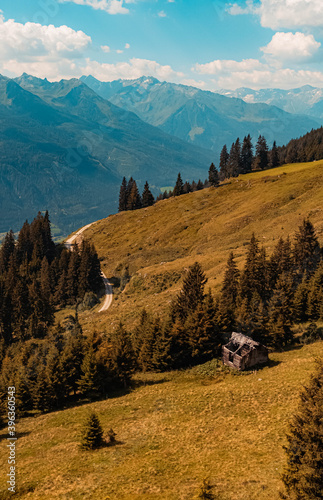 Beautiful alpine summer view at the famous Panoramabahn Kitzbueheler Alpen, Salzburg, Austria photo