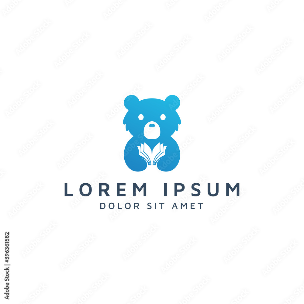bear and book negative space logo design bear and book negative space logo design