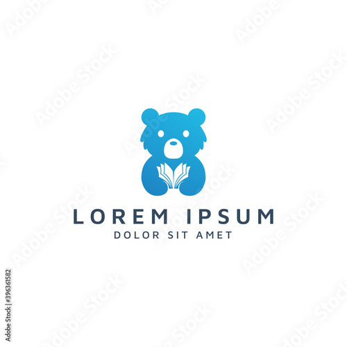 bear and book negative space logo design