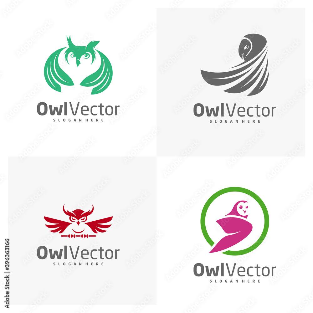 Obraz premium Set of Owl logo vector template, Creative Owl logo design concepts