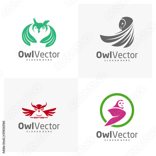 Set of Owl logo vector template  Creative Owl logo design concepts