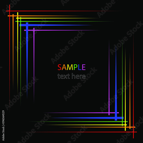 Speed lines in rainbow colors. Frame form. Geometric art. Design element for frame, logo, sign, banners, web, prints, posters, template, pattern and abstract background