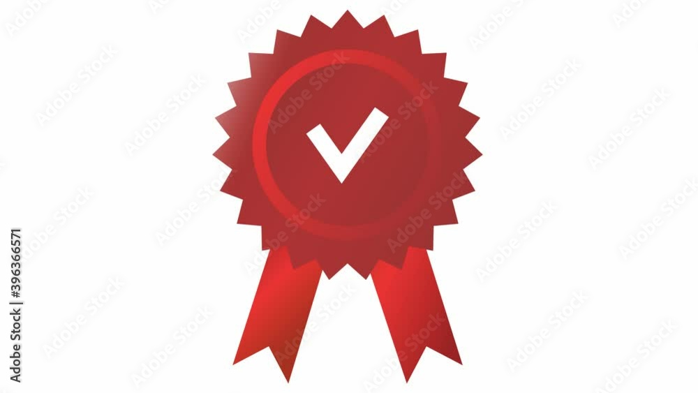 Animated red glare quality mark. Approved or certified icon in a flat design. Vector illustration isolated on white background. Animated red glare quality mark. Approved or certified icon in a flat design. Vector illustration isolated on white background.