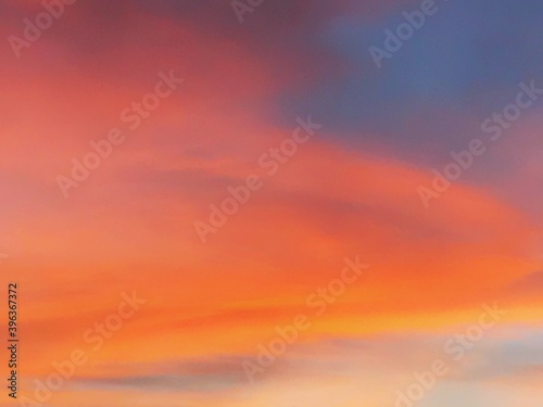 Blurred background,Orange sky and clouds in the evening © waraphot