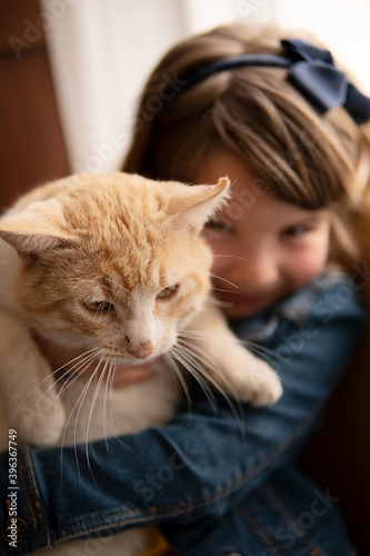 Young Girl with her Cat
