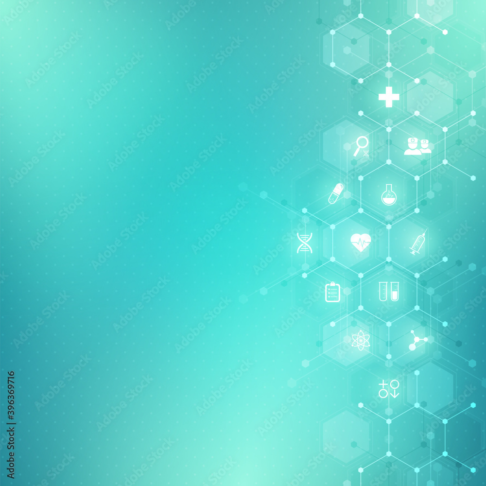 Medical background with flat icons and symbols. Template design with concept and idea for healthcare technology, innovation medicine, health, science, and research. Medical background with flat icons and symbols. Template design with concept and idea for healthcare technology, innovation medicine, health, science, and research.