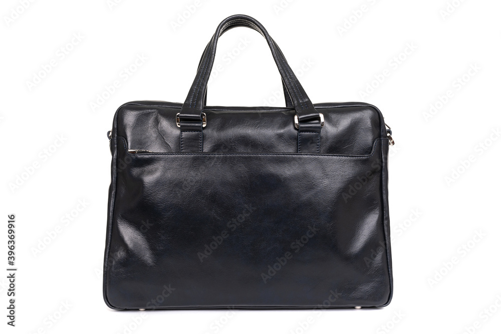 handbag made of genuine leather close up on a white background