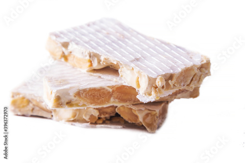 almond nougat typical christmas dessert isolated photo