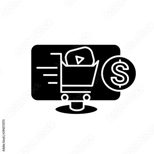 Video product glyph icon. Video production industry and digital marketing concept. Vlogging business, ad recording, videography filled flat sign. Isolated silhouette vector illustration