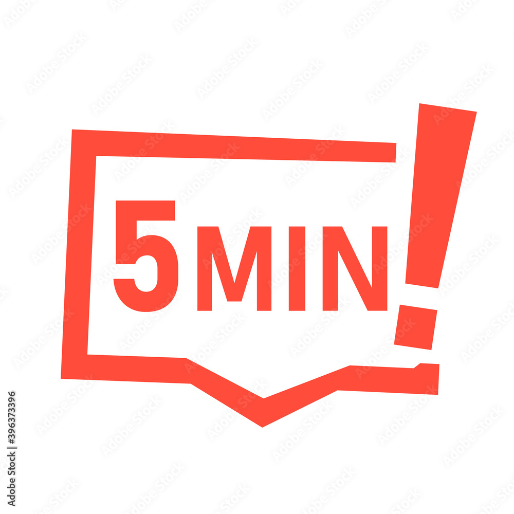 5 minutes speech bubble sign. Clipart image. icon. Clipart image isolated on white background. 5 minutes speech bubble sign. Clipart image. icon. Clipart image isolated on white background.