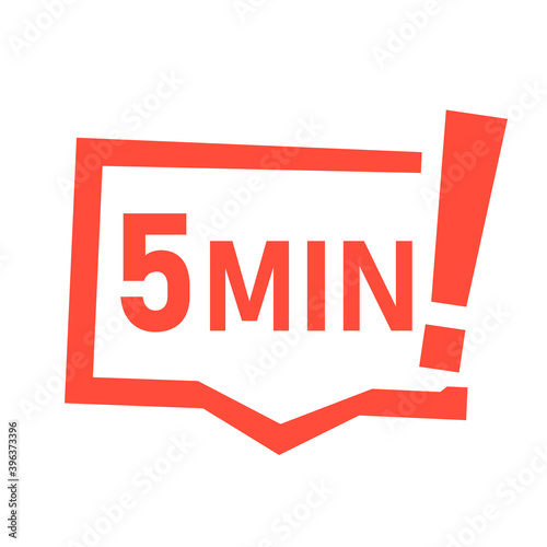 5 minutes speech bubble sign. Clipart image. icon. Clipart image isolated on white background.