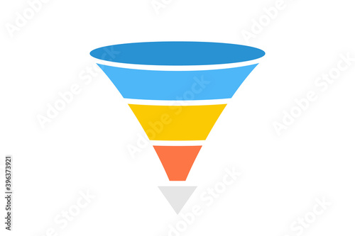 Funnel diagram icon. Clipart image isolated on white background.