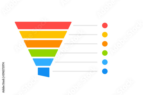 Funnel diagram template. Clipart image isolated on white background.