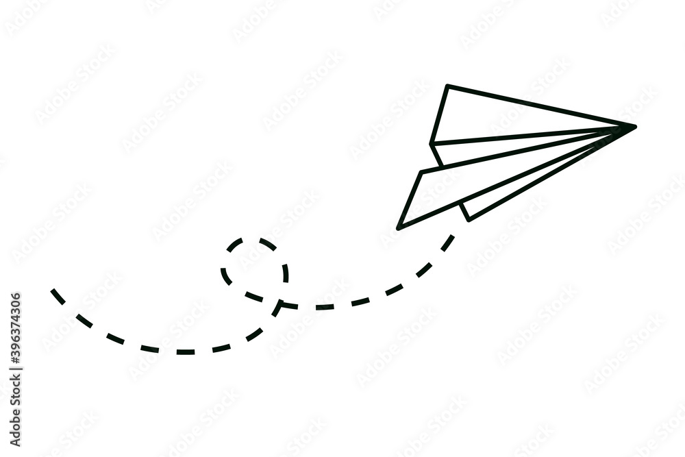 Paper airplane trail icon. Clipart image isolated on white background
