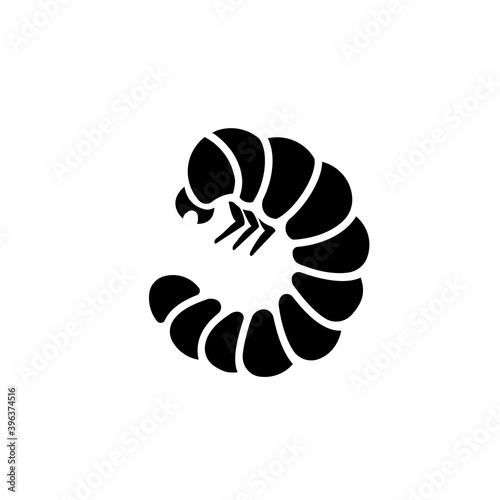 Grub larva silhouette icon. Clipart image isolated on white background.