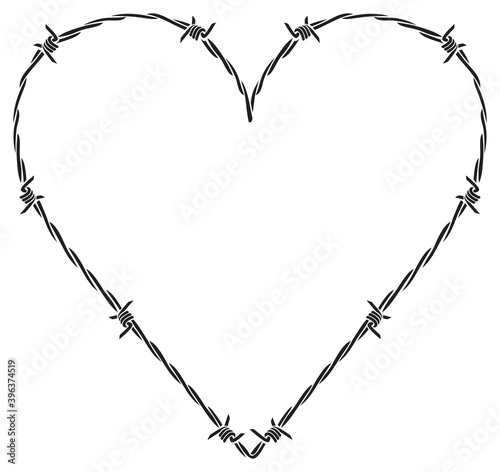 barb or barbed wire heart vector illustration