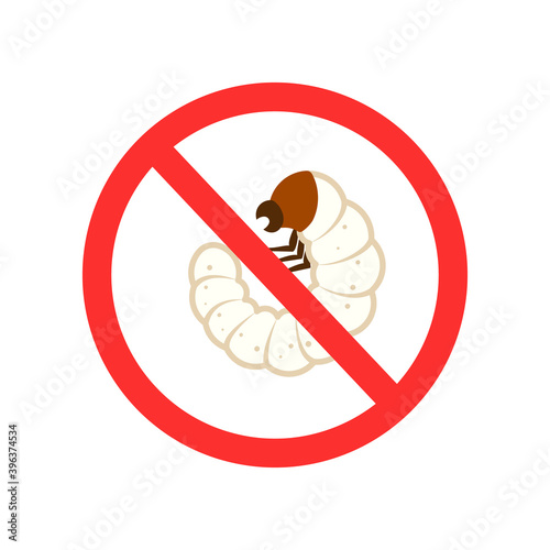 Grub larva stop sign. Clipart image. icon. Clipart image isolated on white background.