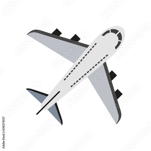 Airplane Icon Vector Image. Airplane logo. Icon flat. Fly, rest, sea, vacation. Black and white image.