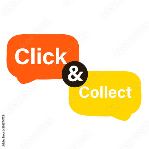 Click and collect speech bubble design. Clipart image.