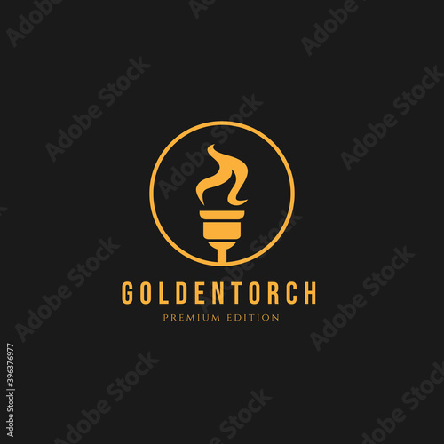 torch minimalist logo design illustration template, premium line art logo