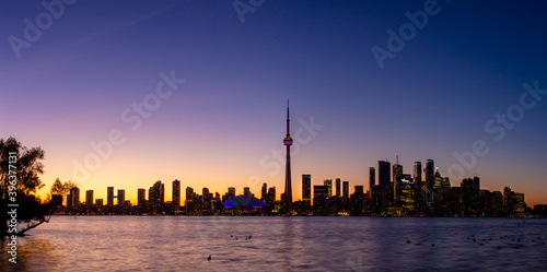 Toronto city skyline at sunset, Ontario, Canada