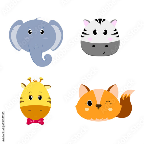 Set of four animals heads
