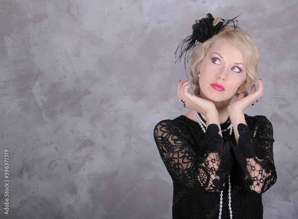 Beautiful woman in retro. Stylized photo in 20' style. Beautiful woman in retro. Stylized photo in 20' style.