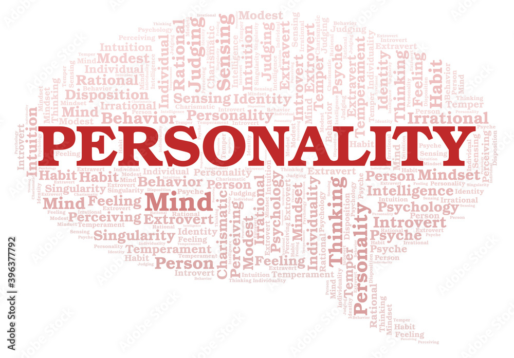 Personality typography word cloud create with the text only.