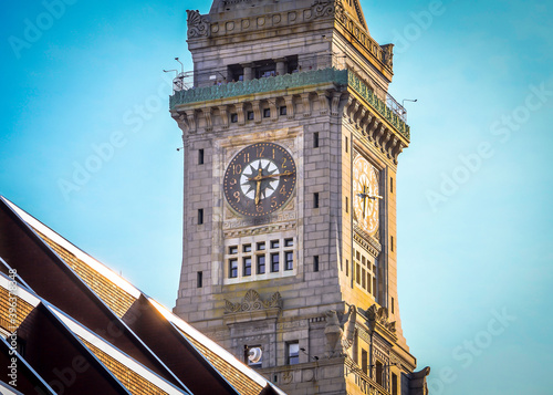 Fotografi Details of a clock tower in Boston