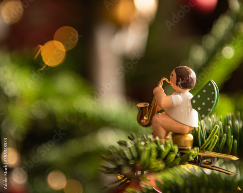 Vintage wooden toy angel wi...