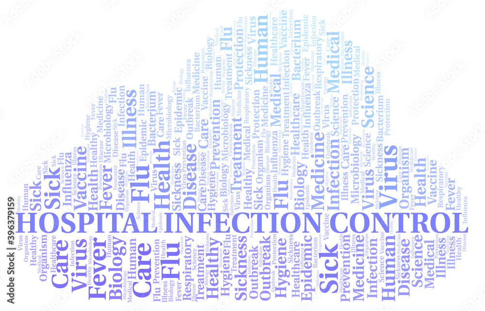 Obraz premium Hospital Infection Control typography word cloud create with the text only.