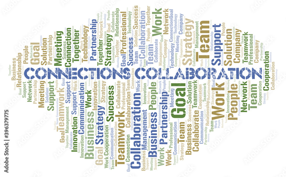 Obraz premium Connections Collaboration typography word cloud create with the text only.