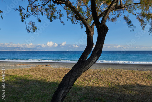 panorama of the beach of Sicily in a beautiful autumn day with the sea just rough