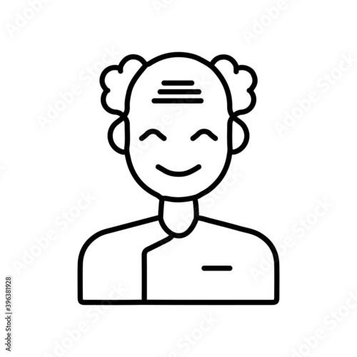 the Scientist character of a male person line icon