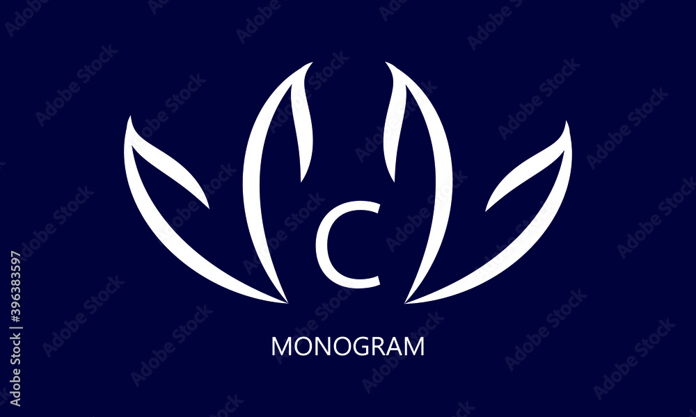Fototapeta premium Elegant minimalist logo with the letter C in white on a dark background. Exquisite business sign, monogram identical to restaurant, boutique, hotel, jewelry.